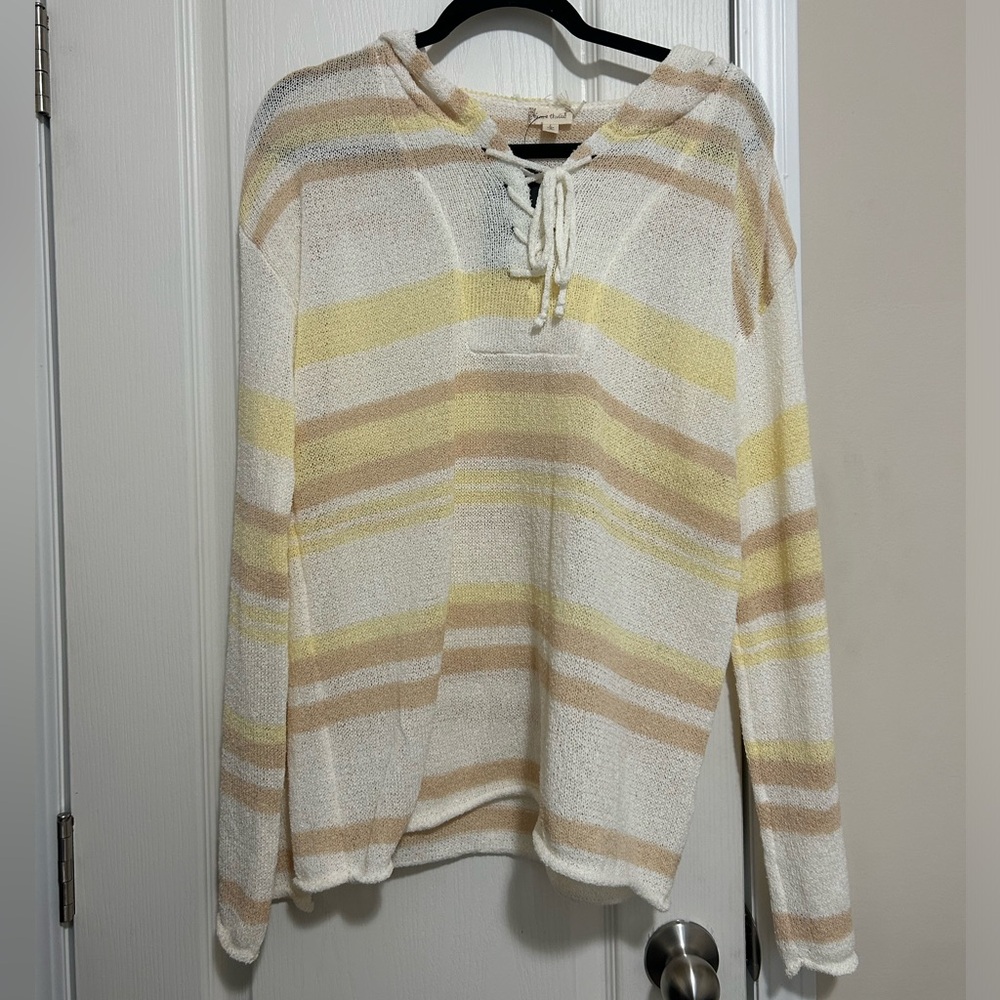 NWT Striped Knit Hoodie Summer Hem & thread large
